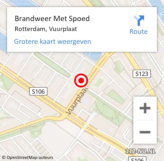 Locatie op kaart van de 112 melding: Brandweer Met Spoed Naar Rotterdam, Vuurplaat op 1 oktober 2024 16:29