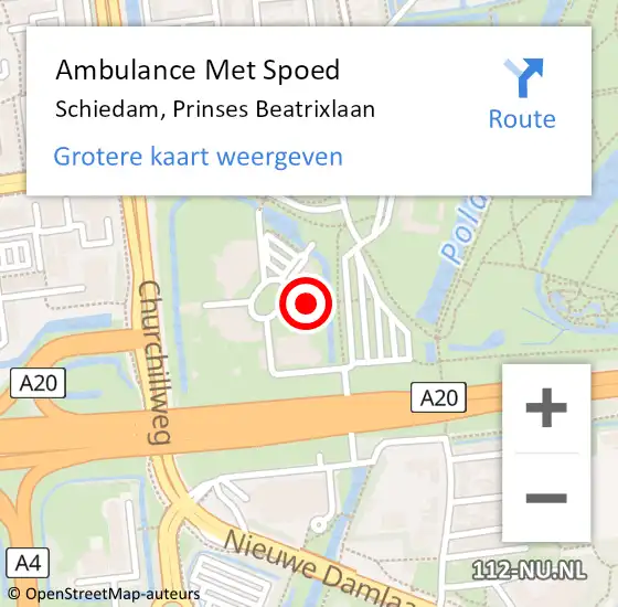 Locatie op kaart van de 112 melding: Ambulance Met Spoed Naar Schiedam, Prinses Beatrixlaan op 1 oktober 2024 16:36