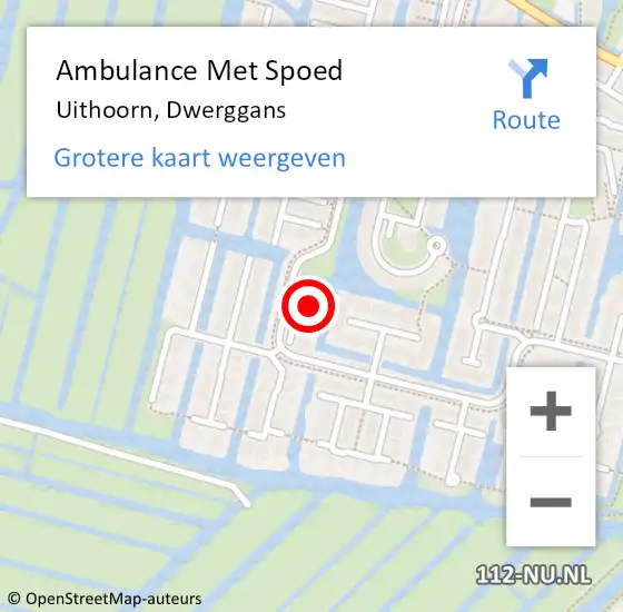 Locatie op kaart van de 112 melding: Ambulance Met Spoed Naar Uithoorn, Dwerggans op 1 oktober 2024 16:56