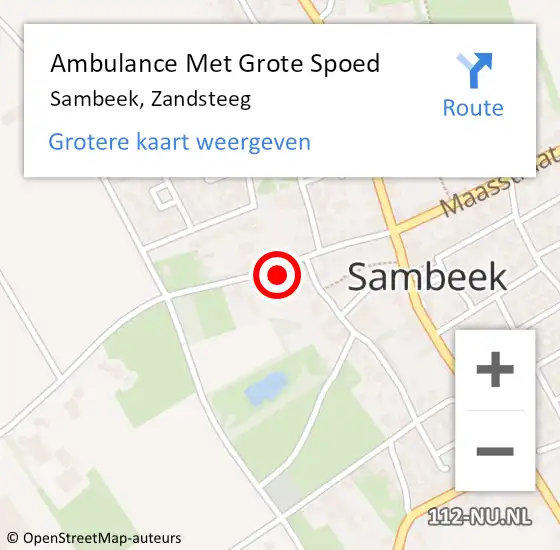 Locatie op kaart van de 112 melding: Ambulance Met Grote Spoed Naar Sambeek, Zandsteeg op 21 oktober 2014 23:04