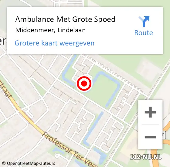 Locatie op kaart van de 112 melding: Ambulance Met Grote Spoed Naar Middenmeer, Lindelaan op 1 oktober 2024 17:02