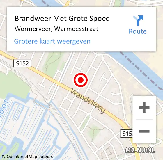 Locatie op kaart van de 112 melding: Brandweer Met Grote Spoed Naar Wormerveer, Warmoesstraat op 1 oktober 2024 17:03