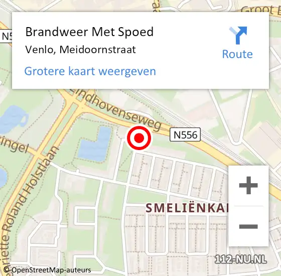 Locatie op kaart van de 112 melding: Brandweer Met Spoed Naar Venlo, Meidoornstraat op 1 oktober 2024 17:03