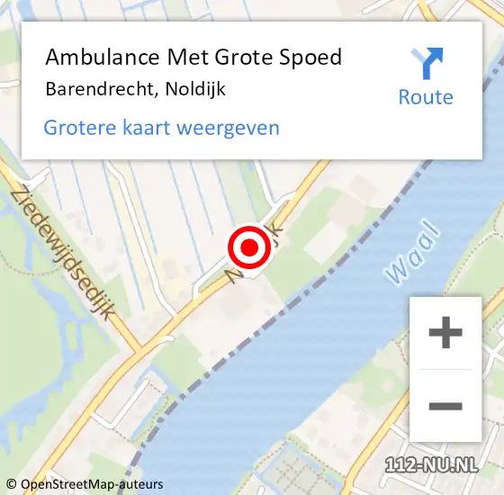 Locatie op kaart van de 112 melding: Ambulance Met Grote Spoed Naar Barendrecht, Noldijk op 1 oktober 2024 17:06