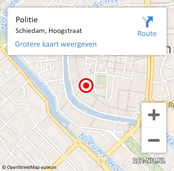 Locatie op kaart van de 112 melding: Politie Schiedam, Hoogstraat op 1 oktober 2024 17:17