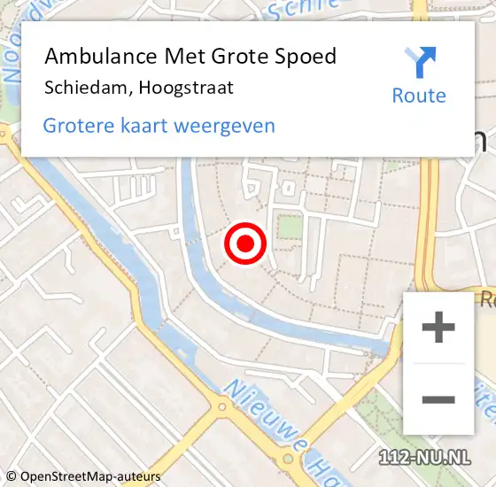 Locatie op kaart van de 112 melding: Ambulance Met Grote Spoed Naar Schiedam, Hoogstraat op 1 oktober 2024 17:18