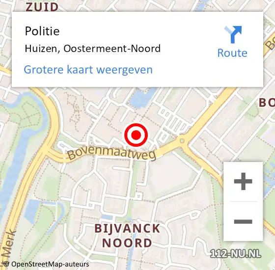 Locatie op kaart van de 112 melding: Politie Huizen, Oostermeent-Noord op 1 oktober 2024 17:25