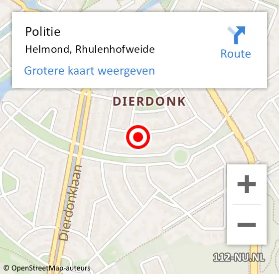 Locatie op kaart van de 112 melding: Politie Helmond, Rhulenhofweide op 1 oktober 2024 17:26