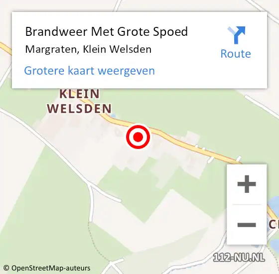 Locatie op kaart van de 112 melding: Brandweer Met Grote Spoed Naar Margraten, Klein Welsden op 1 oktober 2024 17:30