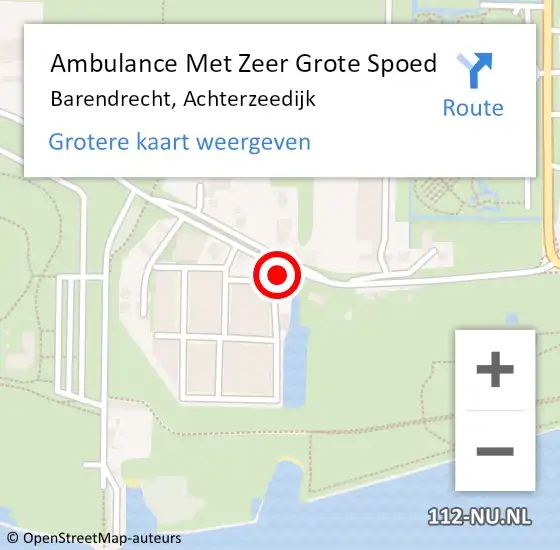 Locatie op kaart van de 112 melding: Ambulance Met Zeer Grote Spoed Naar Barendrecht, Achterzeedijk op 1 oktober 2024 17:31