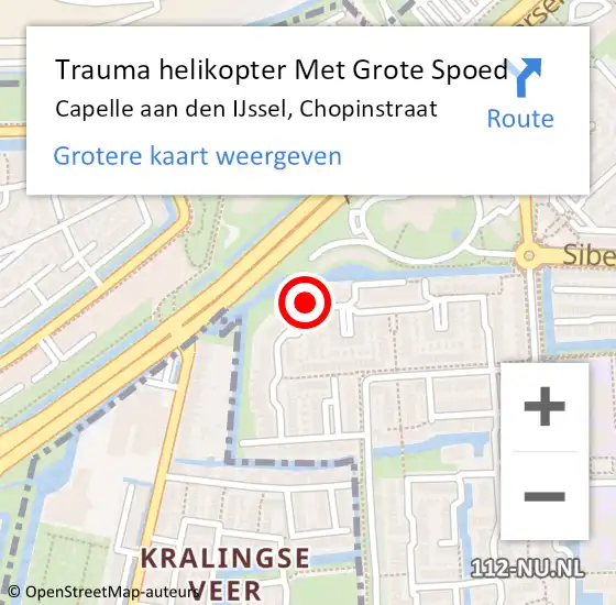 Locatie op kaart van de 112 melding: Trauma helikopter Met Grote Spoed Naar Capelle aan den IJssel, Chopinstraat op 1 oktober 2024 17:58