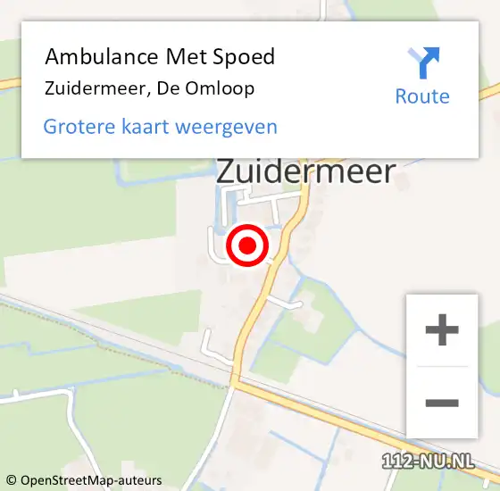 Locatie op kaart van de 112 melding: Ambulance Met Spoed Naar Zuidermeer, De Omloop op 1 oktober 2024 18:46