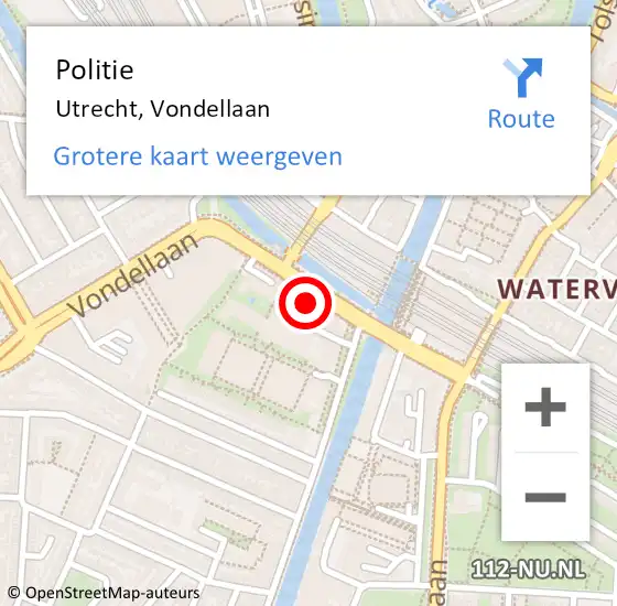 Locatie op kaart van de 112 melding: Politie Utrecht, Vondellaan op 1 oktober 2024 18:53