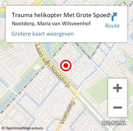 Locatie op kaart van de 112 melding: Trauma helikopter Met Grote Spoed Naar Nootdorp, Maria van Wilsveenhof op 1 oktober 2024 18:56