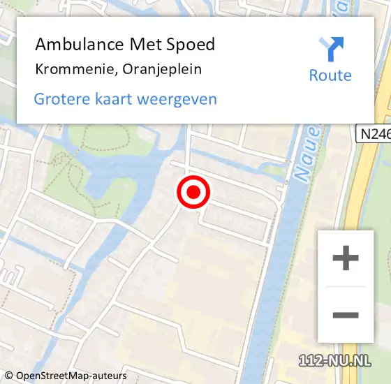 Locatie op kaart van de 112 melding: Ambulance Met Spoed Naar Krommenie, Oranjeplein op 1 oktober 2024 19:05