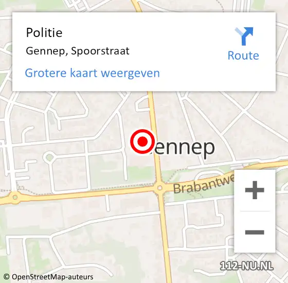 Locatie op kaart van de 112 melding: Politie Gennep, Spoorstraat op 1 oktober 2024 19:11