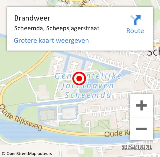 Locatie op kaart van de 112 melding: Brandweer Scheemda, Scheepsjagerstraat op 1 oktober 2024 19:19