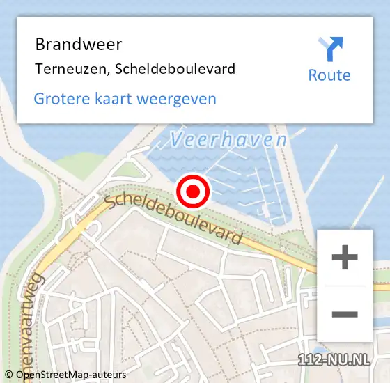 Locatie op kaart van de 112 melding: Brandweer Terneuzen, Scheldeboulevard op 1 oktober 2024 19:20