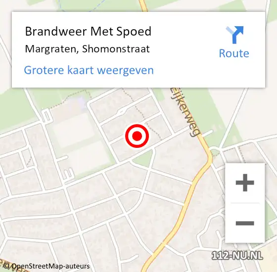 Locatie op kaart van de 112 melding: Brandweer Met Spoed Naar Margraten, Shomonstraat op 1 oktober 2024 19:20