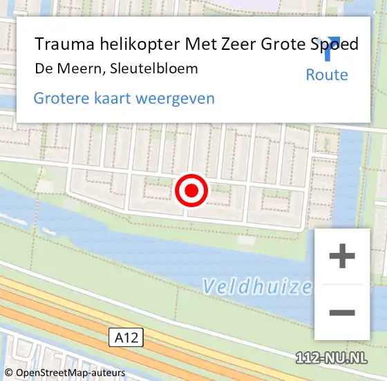 Locatie op kaart van de 112 melding: Trauma helikopter Met Zeer Grote Spoed Naar De Meern, Sleutelbloem op 1 oktober 2024 19:40