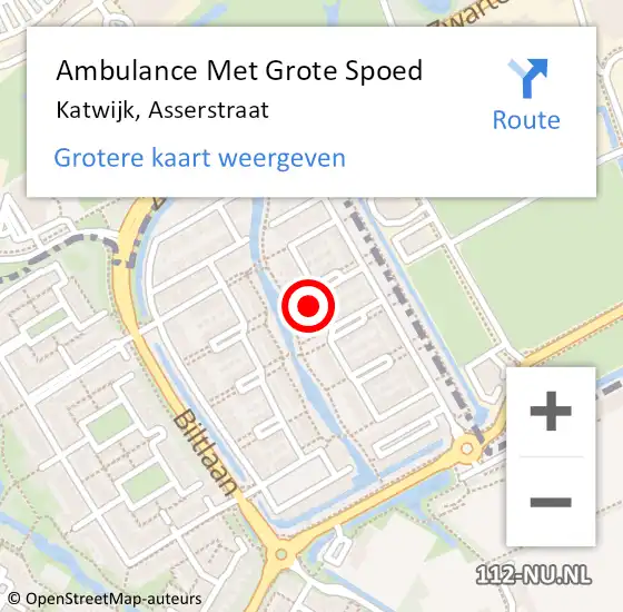 Locatie op kaart van de 112 melding: Ambulance Met Grote Spoed Naar Katwijk, Asserstraat op 1 oktober 2024 19:47