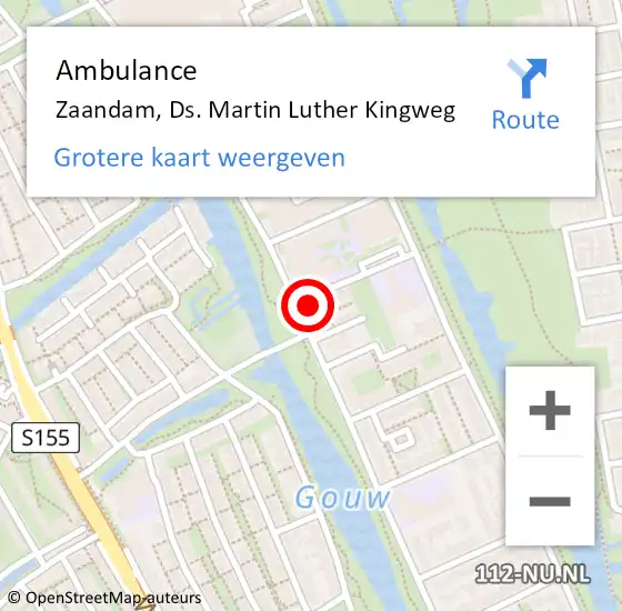 Locatie op kaart van de 112 melding: Ambulance Zaandam, Ds. Martin Luther Kingweg op 1 oktober 2024 19:48