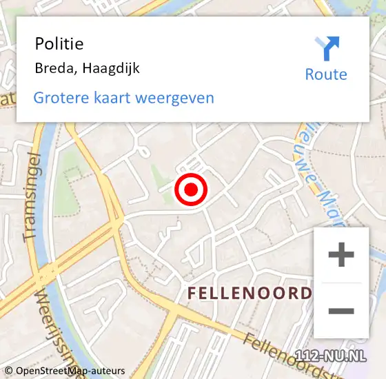 Locatie op kaart van de 112 melding: Politie Breda, Haagdijk op 1 oktober 2024 20:06