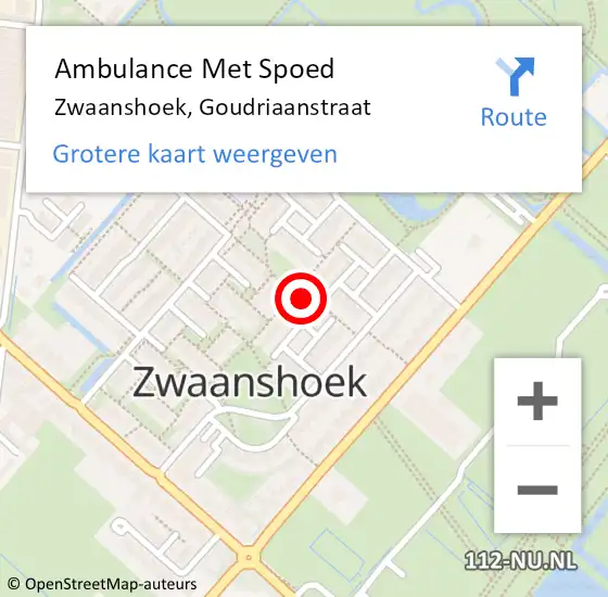 Locatie op kaart van de 112 melding: Ambulance Met Spoed Naar Zwaanshoek, Goudriaanstraat op 1 oktober 2024 20:13