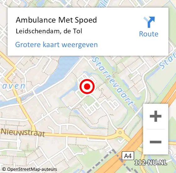 Locatie op kaart van de 112 melding: Ambulance Met Spoed Naar Leidschendam, de Tol op 1 oktober 2024 20:13