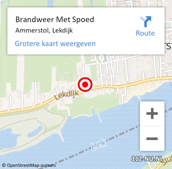 Locatie op kaart van de 112 melding: Brandweer Met Spoed Naar Ammerstol, Lekdijk op 1 oktober 2024 20:17