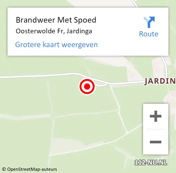 Locatie op kaart van de 112 melding: Brandweer Met Spoed Naar Oosterwolde Fr, Jardinga op 21 oktober 2014 23:20