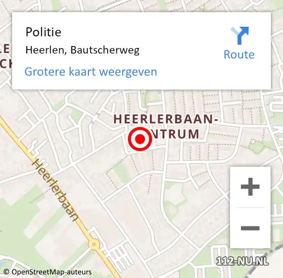 Locatie op kaart van de 112 melding: Politie Heerlen, Bautscherweg op 1 oktober 2024 20:40