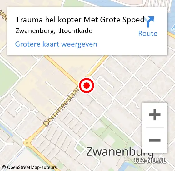 Locatie op kaart van de 112 melding: Trauma helikopter Met Grote Spoed Naar Zwanenburg, IJtochtkade op 1 oktober 2024 20:48