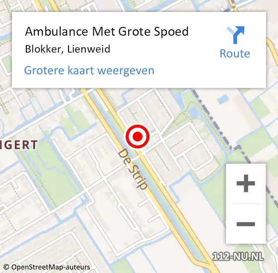 Locatie op kaart van de 112 melding: Ambulance Met Grote Spoed Naar Blokker, Lienweid op 1 oktober 2024 20:53