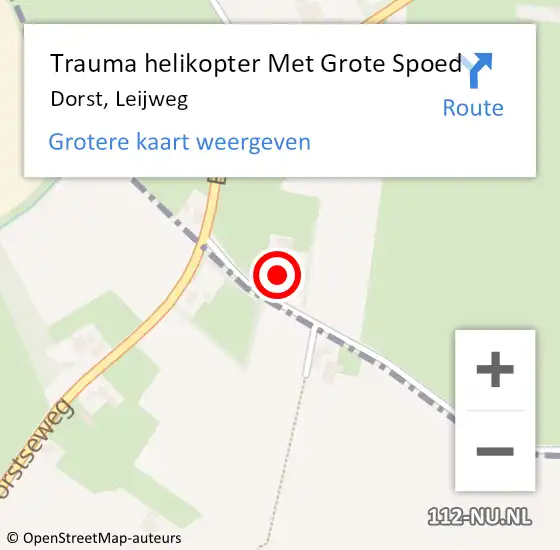 Locatie op kaart van de 112 melding: Trauma helikopter Met Grote Spoed Naar Dorst, Leijweg op 1 oktober 2024 20:55