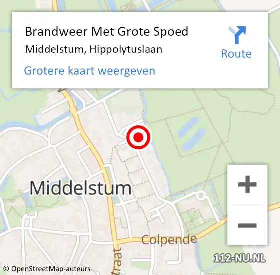 Locatie op kaart van de 112 melding: Brandweer Met Grote Spoed Naar Middelstum, Hippolytuslaan op 1 oktober 2024 21:08