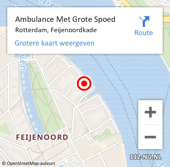 Locatie op kaart van de 112 melding: Ambulance Met Grote Spoed Naar Rotterdam, Feijenoordkade op 1 oktober 2024 21:45