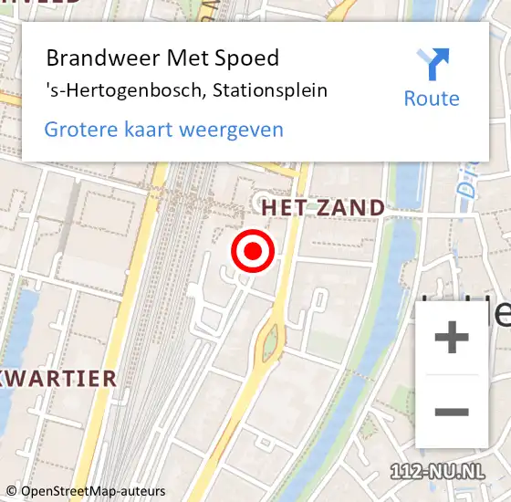 Locatie op kaart van de 112 melding: Brandweer Met Spoed Naar 's-Hertogenbosch, Stationsplein op 1 oktober 2024 22:00