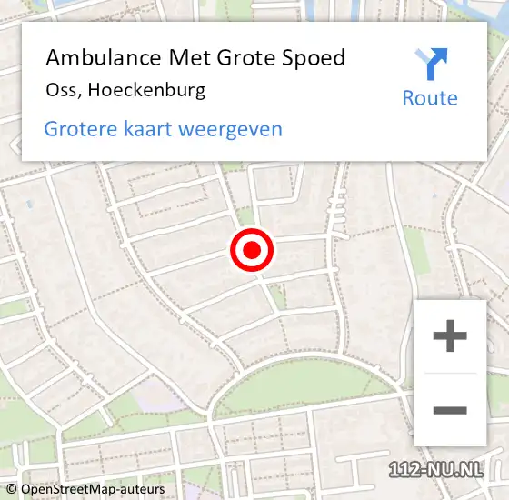 Locatie op kaart van de 112 melding: Ambulance Met Grote Spoed Naar Oss, Hoeckenburg op 21 oktober 2014 23:43
