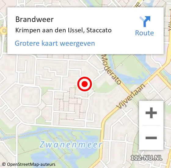 Locatie op kaart van de 112 melding: Brandweer Krimpen aan den IJssel, Staccato op 1 oktober 2024 22:41