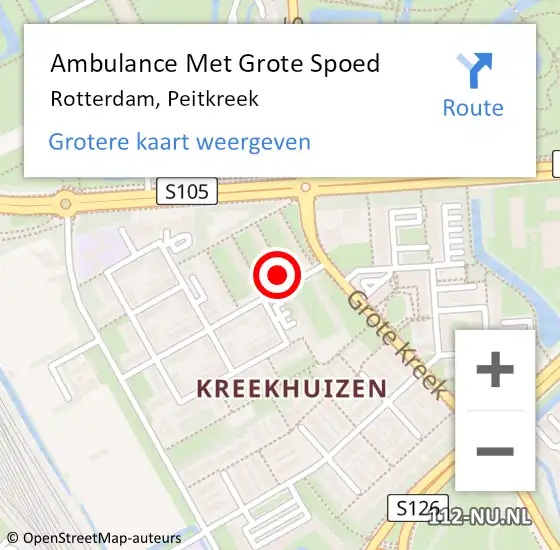 Locatie op kaart van de 112 melding: Ambulance Met Grote Spoed Naar Rotterdam, Peitkreek op 1 oktober 2024 23:39