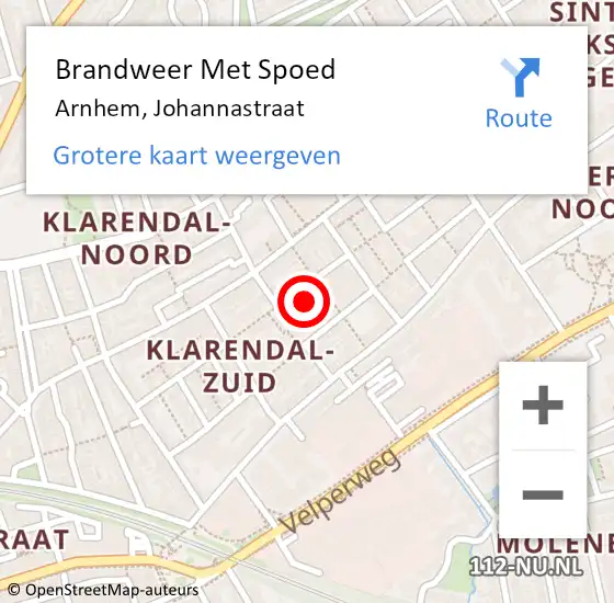 Locatie op kaart van de 112 melding: Brandweer Met Spoed Naar Arnhem, Johannastraat op 2 oktober 2024 00:34