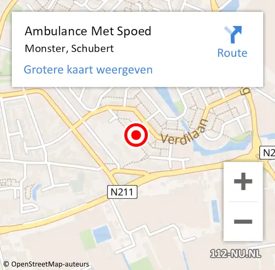 Locatie op kaart van de 112 melding: Ambulance Met Spoed Naar Monster, Schubert op 2 oktober 2024 01:55