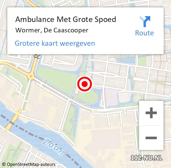 Locatie op kaart van de 112 melding: Ambulance Met Grote Spoed Naar Wormer, De Caascooper op 2 oktober 2024 05:24