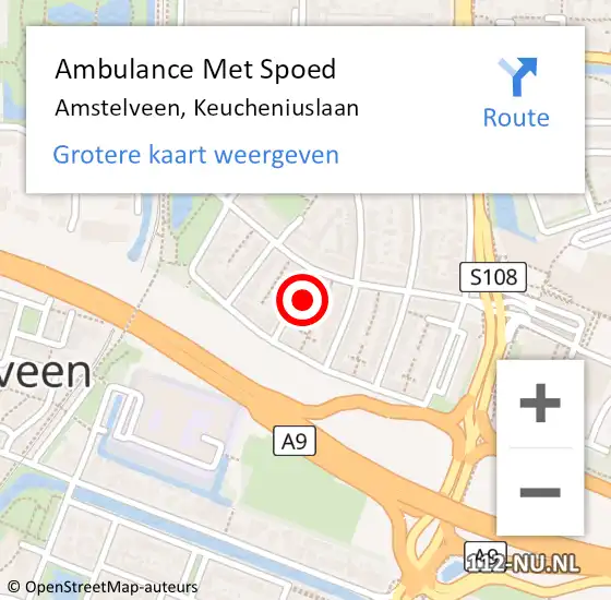 Locatie op kaart van de 112 melding: Ambulance Met Spoed Naar Amstelveen, Keucheniuslaan op 2 oktober 2024 05:39