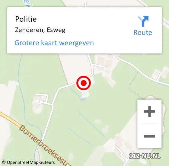 Locatie op kaart van de 112 melding: Politie Zenderen, Esweg op 2 oktober 2024 05:51