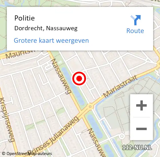 Locatie op kaart van de 112 melding: Politie Dordrecht, Nassauweg op 2 oktober 2024 06:45