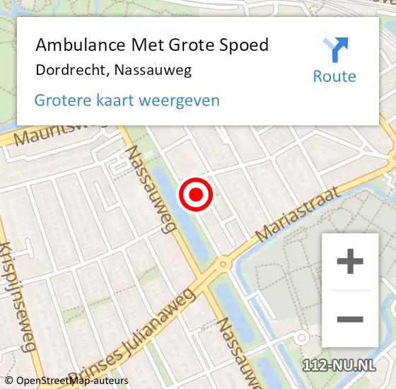 Locatie op kaart van de 112 melding: Ambulance Met Grote Spoed Naar Dordrecht, Nassauweg op 2 oktober 2024 06:45