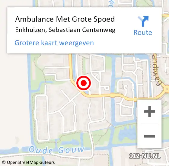 Locatie op kaart van de 112 melding: Ambulance Met Grote Spoed Naar Enkhuizen, Sebastiaan Centenweg op 2 oktober 2024 06:48