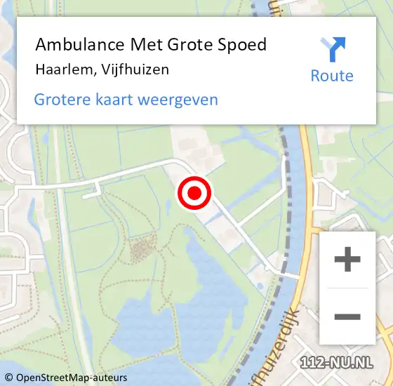 Locatie op kaart van de 112 melding: Ambulance Met Grote Spoed Naar Haarlem, Vijfhuizen op 2 oktober 2024 06:55